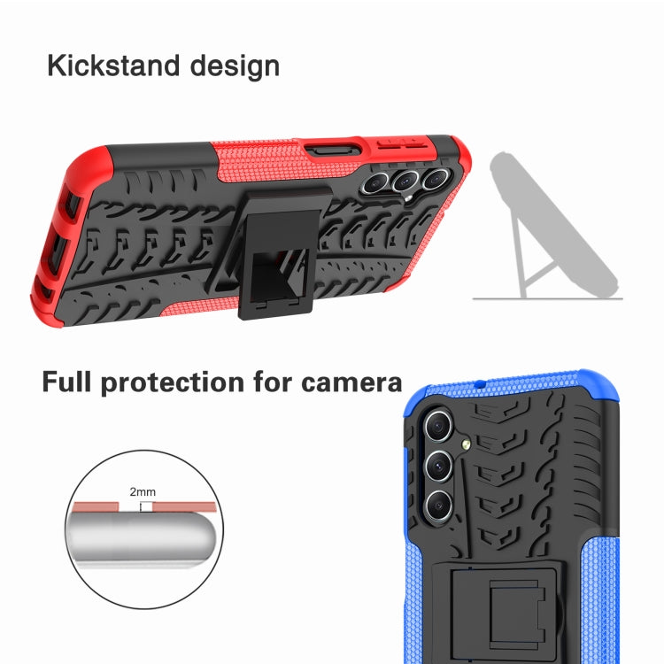 For Samsung Galaxy A24 4G Tire Texture TPU + PC Phone Case with Holder(Blue)