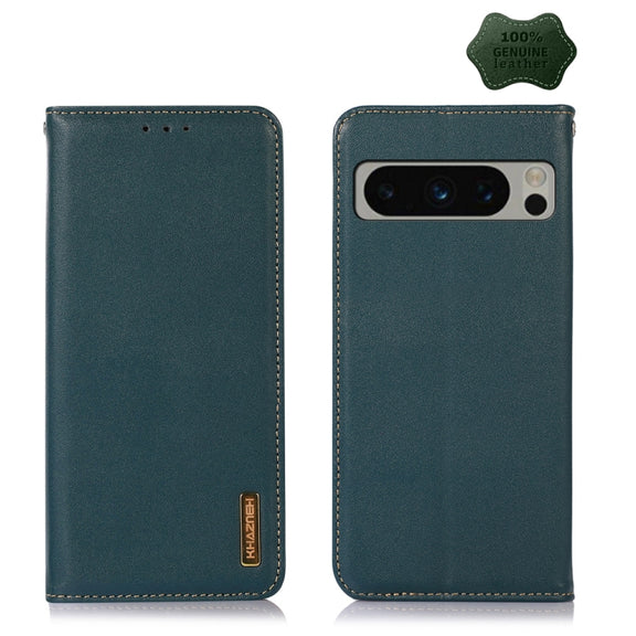 For Google Pixel 8 Pro KHAZNEH Nappa Top Layer Cowhide Leather Phone Case(Green)
