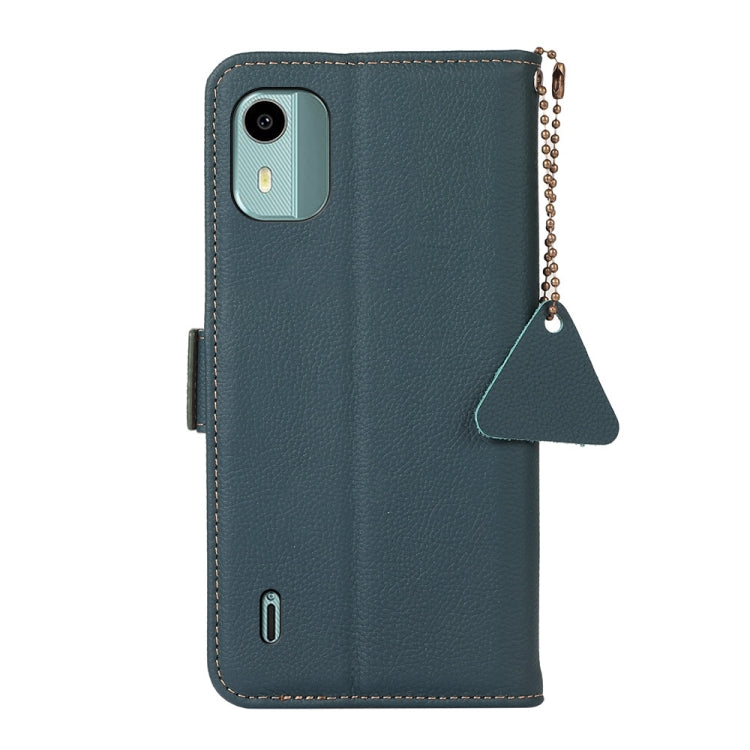 For Nokia C12 4G Side-Magnetic TJ Genuine Leather RFID Phone Case(Green)