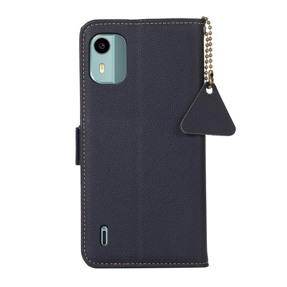 For Nokia C12 4G Side-Magnetic TJ Genuine Leather RFID Phone Case(Blue)