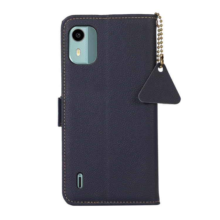 For Nokia C12 4G Side-Magnetic TJ Genuine Leather RFID Phone Case(Blue)
