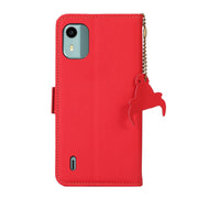 For Nokia C12 4G Side-Magnetic TJ Genuine Leather RFID Phone Case(Red)