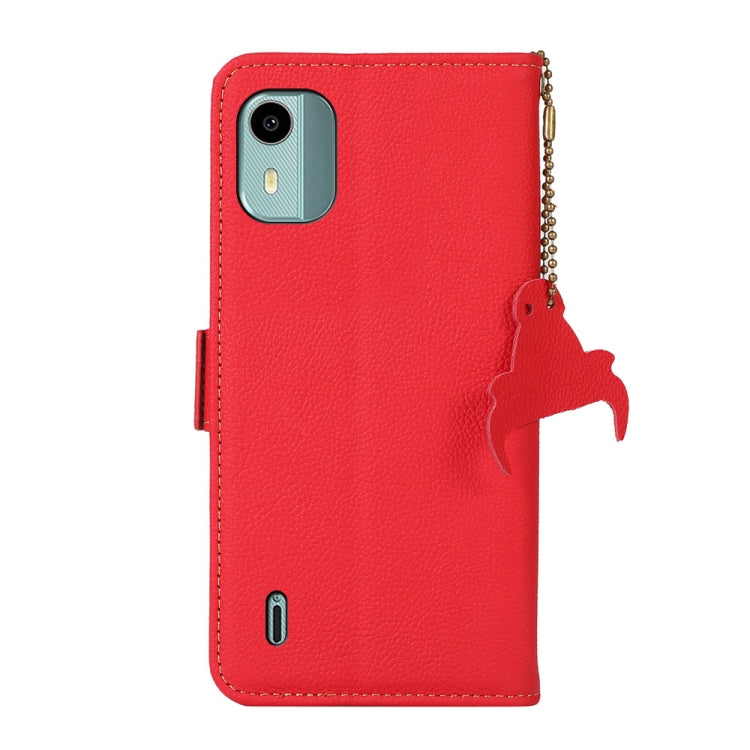 For Nokia C12 4G Side-Magnetic TJ Genuine Leather RFID Phone Case(Red)