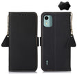For Nokia C12 4G Side-Magnetic TJ Genuine Leather RFID Phone Case(Black) - Honor Cases by PMC TechLife | Online Shopping South Africa | PMC TechLife | Buy Now Pay Later Mobicred