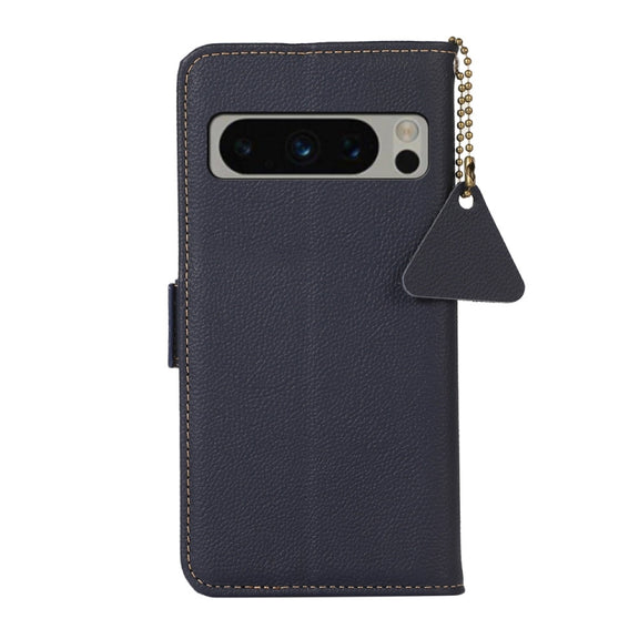 For Google Pixel 8 Pro Side-Magnetic TJ Genuine Leather RFID Phone Case(Blue)