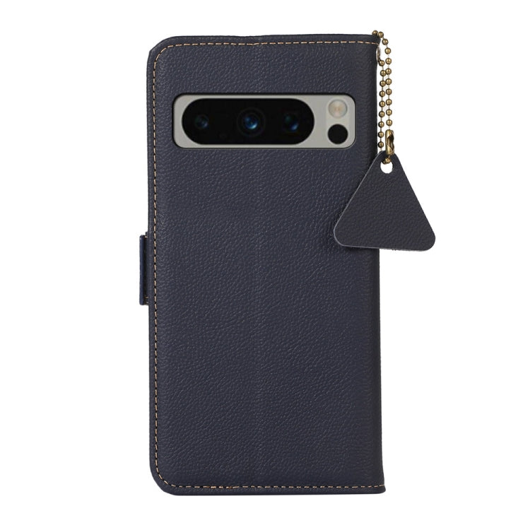 For Google Pixel 8 Pro Side-Magnetic TJ Genuine Leather RFID Phone Case(Blue)