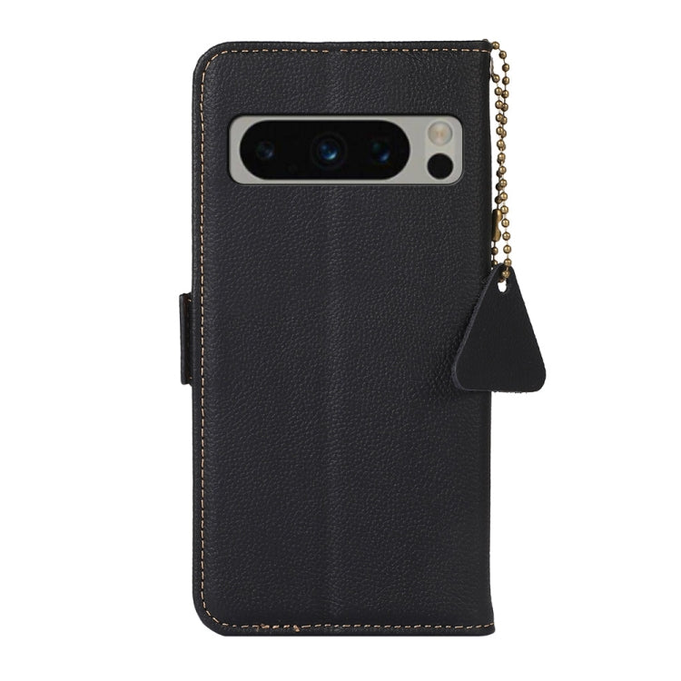 For Google Pixel 8 Pro Side-Magnetic TJ Genuine Leather RFID Phone Case(Black)