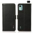For Nokia C12 4G KHAZNEH Side-Magnetic Litchi Genuine Leather RFID Phone Case(Black) - Nokia Cases by PMC TechLife | Online Shopping South Africa | PMC TechLife | Buy Now Pay Later Mobicred