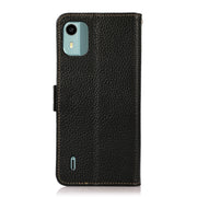 For Nokia C12 4G KHAZNEH Side-Magnetic Litchi Genuine Leather RFID Phone Case(Black)