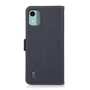 For Nokia C12 4G KHAZNEH Side-Magnetic Litchi Genuine Leather RFID Phone Case(Blue)