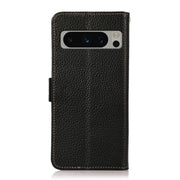 For Google Pixel 8 Pro KHAZNEH Side-Magnetic Litchi Genuine Leather RFID Phone Case(Black)