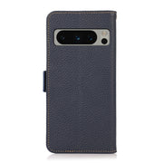 For Google Pixel 8 Pro KHAZNEH Side-Magnetic Litchi Genuine Leather RFID Phone Case(Blue)