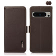 For Google Pixel 8 Pro KHAZNEH Side-Magnetic Litchi Genuine Leather RFID Phone Case(Brown) - Google Cases by PMC TechLife | Online Shopping South Africa | PMC TechLife | Buy Now Pay Later Mobicred