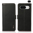 For Google Pixel 8 KHAZNEH Side-Magnetic Litchi Genuine Leather RFID Phone Case(Black) - Google Cases by PMC TechLife | Online Shopping South Africa | PMC TechLife | Buy Now Pay Later Mobicred