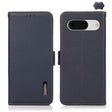 For Google Pixel 8 KHAZNEH Side-Magnetic Litchi Genuine Leather RFID Phone Case(Blue) - Google Cases by PMC TechLife | Online Shopping South Africa | PMC TechLife | Buy Now Pay Later Mobicred