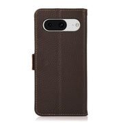 For Google Pixel 8 KHAZNEH Side-Magnetic Litchi Genuine Leather RFID Phone Case(Brown)