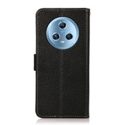 For Honor Magic5 KHAZNEH Side-Magnetic Litchi Genuine Leather RFID Phone Case(Black)