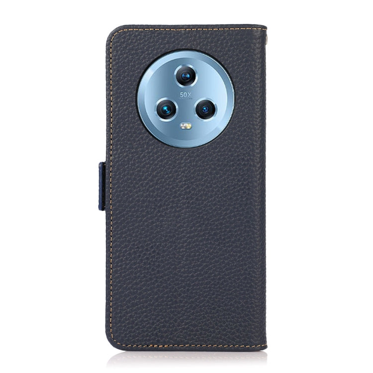 For Honor Magic5 KHAZNEH Side-Magnetic Litchi Genuine Leather RFID Phone Case(Blue)