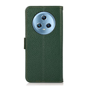 For Honor Magic5 KHAZNEH Side-Magnetic Litchi Genuine Leather RFID Phone Case(Green)