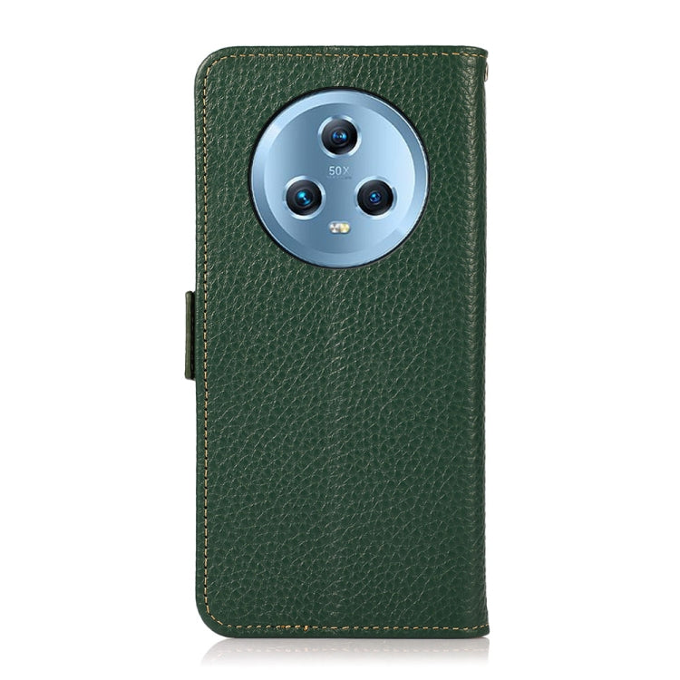 For Honor Magic5 KHAZNEH Side-Magnetic Litchi Genuine Leather RFID Phone Case(Green)