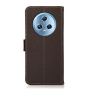 For Honor Magic5 KHAZNEH Side-Magnetic Litchi Genuine Leather RFID Phone Case(Brown)