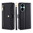 For Tecno Camon 19 / 19 Pro Sheep Texture Cross-body Zipper Wallet Leather Phone Case(Black) - Tecno Cases by PMC TechLife | Online Shopping South Africa | PMC TechLife | Buy Now Pay Later Mobicred