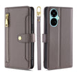 For Tecno Camon 19 / 19 Pro Sheep Texture Cross-body Zipper Wallet Leather Phone Case(Grey) - Tecno Cases by PMC TechLife | Online Shopping South Africa | PMC TechLife | Buy Now Pay Later Mobicred