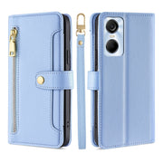 For Tecno Pop 6 Pro Sheep Texture Cross-body Zipper Wallet Leather Phone Case(Blue)