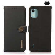 For Nokia C12 4G KHAZNEH Custer Genuine Leather RFID Phone Case(Black)