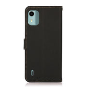 For Nokia C12 4G KHAZNEH Custer Genuine Leather RFID Phone Case(Black)