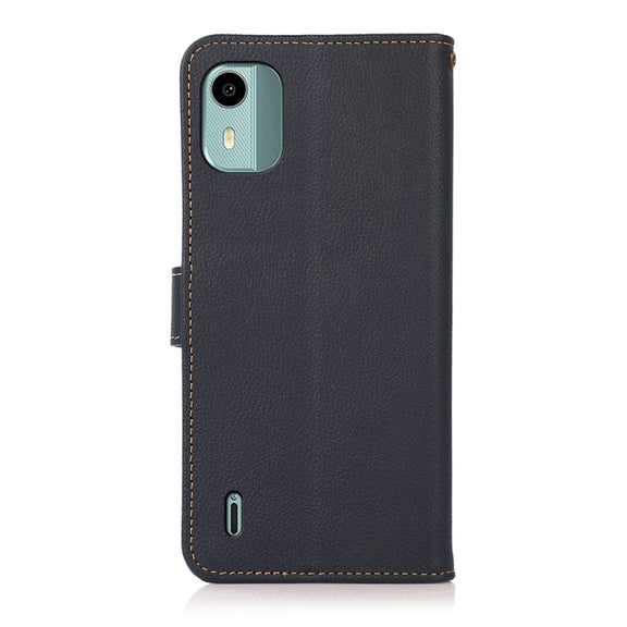 For Nokia C12 4G KHAZNEH Custer Genuine Leather RFID Phone Case(Blue)