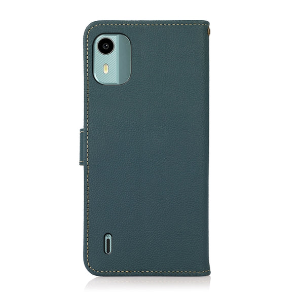 For Nokia C12 4G KHAZNEH Custer Genuine Leather RFID Phone Case(Green)