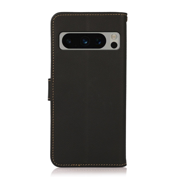 For Google Pixel 8 Pro KHAZNEH Custer Genuine Leather RFID Phone Case(Black)