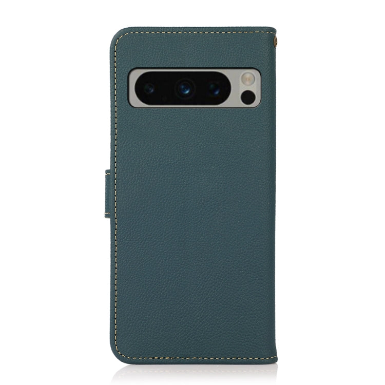 For Google Pixel 8 Pro KHAZNEH Custer Genuine Leather RFID Phone Case(Green)