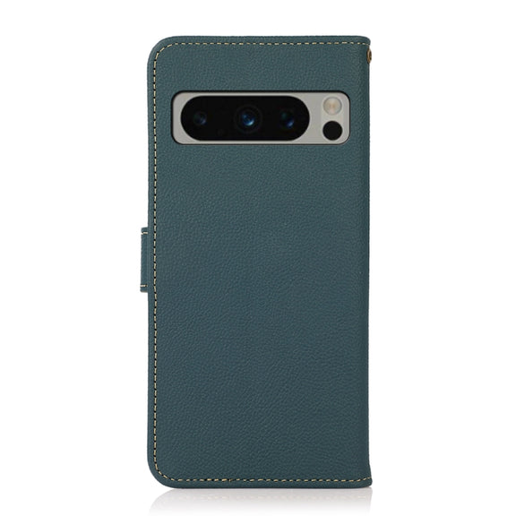 For Google Pixel 8 Pro KHAZNEH Custer Genuine Leather RFID Phone Case(Green)
