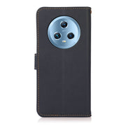 For Honor Magic5 KHAZNEH Custer Genuine Leather RFID Phone Case(Blue)