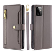 For Motorola Moto G Power 2023 Sheep Texture Cross-body Zipper Wallet Leather Phone Case(Grey)
