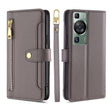 For Huawei P60 / P60 Pro Sheep Texture Cross-body Zipper Wallet Leather Phone Case(Grey) - Huawei Cases by PMC TechLife | Online Shopping South Africa | PMC TechLife | Buy Now Pay Later Mobicred