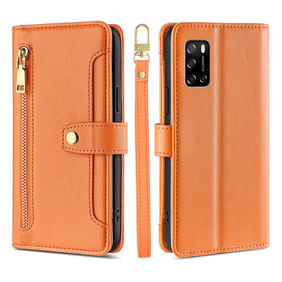 For Rakuten Big S Sheep Texture Cross-body Zipper Wallet Leather Phone Case(Orange)