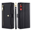 For Rakuten Hand 4G Sheep Texture Cross-body Zipper Wallet Leather Phone Case(Black) - More Brand by PMC TechLife | Online Shopping South Africa | PMC TechLife | Buy Now Pay Later Mobicred