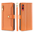 For Rakuten Hand 4G Sheep Texture Cross-body Zipper Wallet Leather Phone Case(Orange) - More Brand by PMC TechLife | Online Shopping South Africa | PMC TechLife | Buy Now Pay Later Mobicred