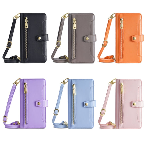 For Rakuten Hand 4G Sheep Texture Cross-body Zipper Wallet Leather Phone Case(Purple)