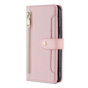 For Honor Magic5 Sheep Texture Cross-body Zipper Wallet Leather Phone Case(Pink)