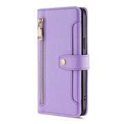 For Honor Magic5 Sheep Texture Cross-body Zipper Wallet Leather Phone Case(Purple)