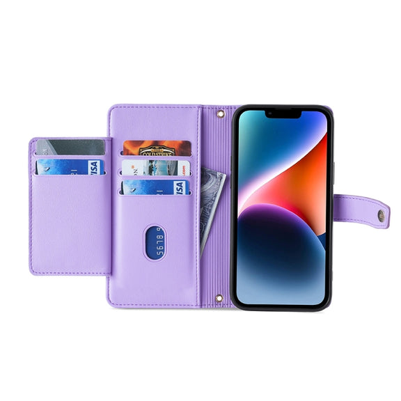 For Honor Magic5 Sheep Texture Cross-body Zipper Wallet Leather Phone Case(Purple)