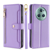 For Honor Magic5 Pro Sheep Texture Cross-body Zipper Wallet Leather Phone Case(Purple)