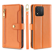 For Honor X5 4G Sheep Texture Cross-body Zipper Wallet Leather Phone Case(Orange)