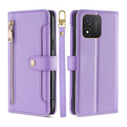 For Honor X5 4G Sheep Texture Cross-body Zipper Wallet Leather Phone Case(Purple)