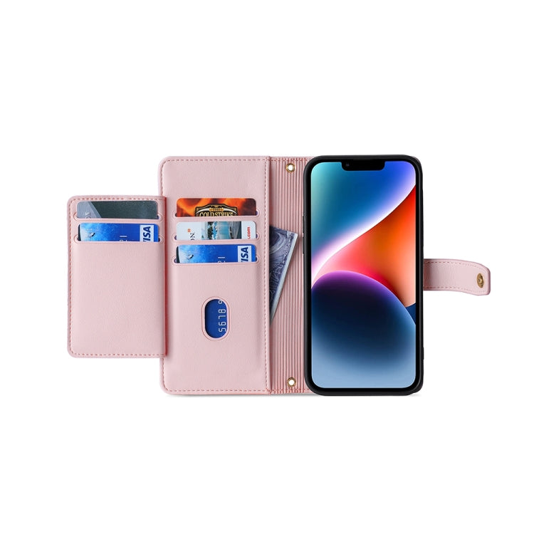 For Honor X40 Sheep Texture Cross-body Zipper Wallet Leather Phone Case(Pink)