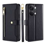 For OnePlus Ace 2V 5G Sheep Texture Cross-body Zipper Wallet Leather Phone Case(Black)